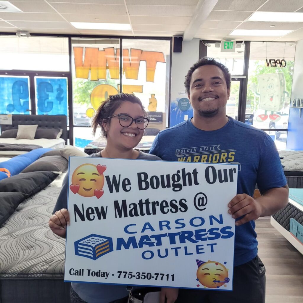 happy customers shop at carson mattress outlet in reno.
